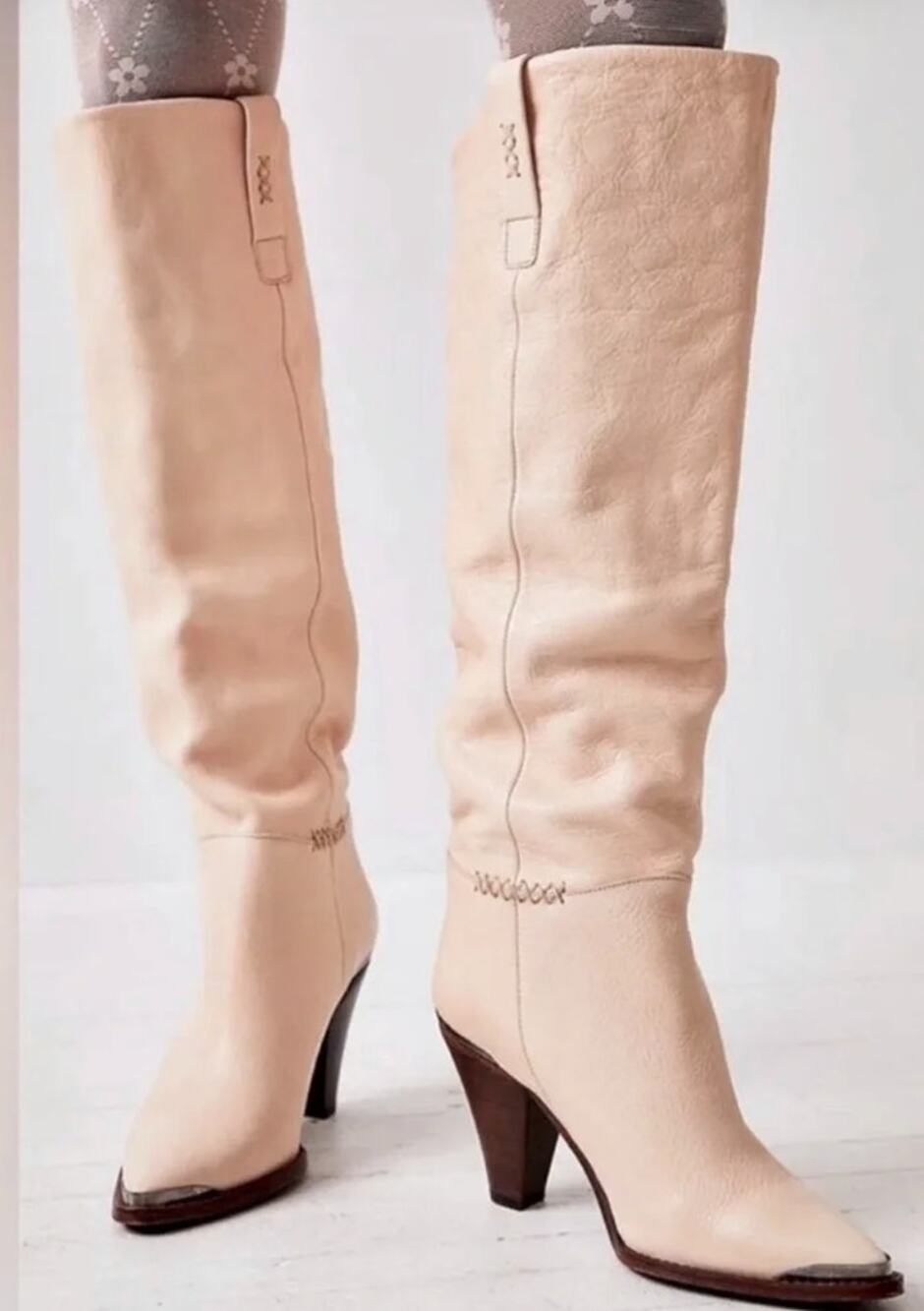 Free People Stevie Knee-High Leather Boots NWOT Size 39 US Western Slouch Boho